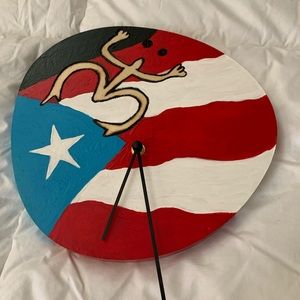 All wood hand painted wall clock